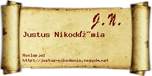 Justus Nikodémia névjegykártya